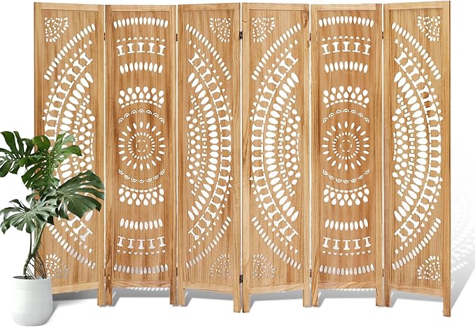 ALeesing 6 Panel Wood Room Divider Fully Assembled, Decorative Room Dividers by ALeesing