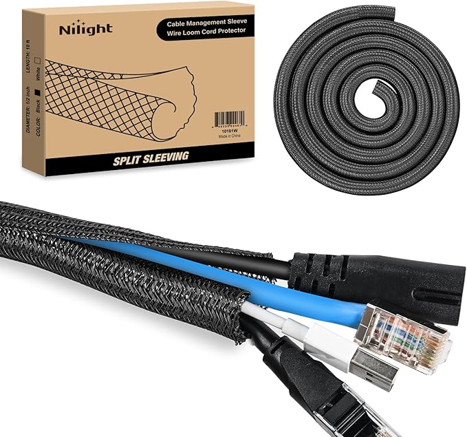 Nilight Cable Sleeve, 10ft-1/2inch Cord Management Sleeves, Braided Sleeving by Nilight