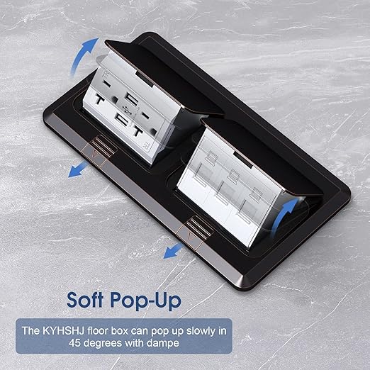 KYHSHJ Dual Pop-Up Floor Electrical Outlet Box Kit，20 Amp Stainless Steel USB - Image 2