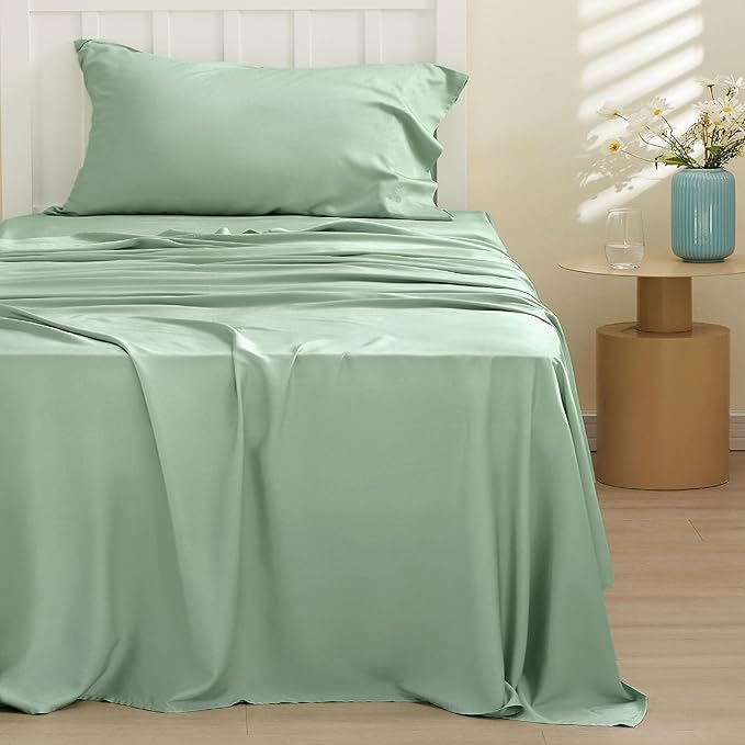 Bedsure Cooling Sheets Twin, Rayon Derived from Bamboo, Breathable & Soft Twin - Image 2