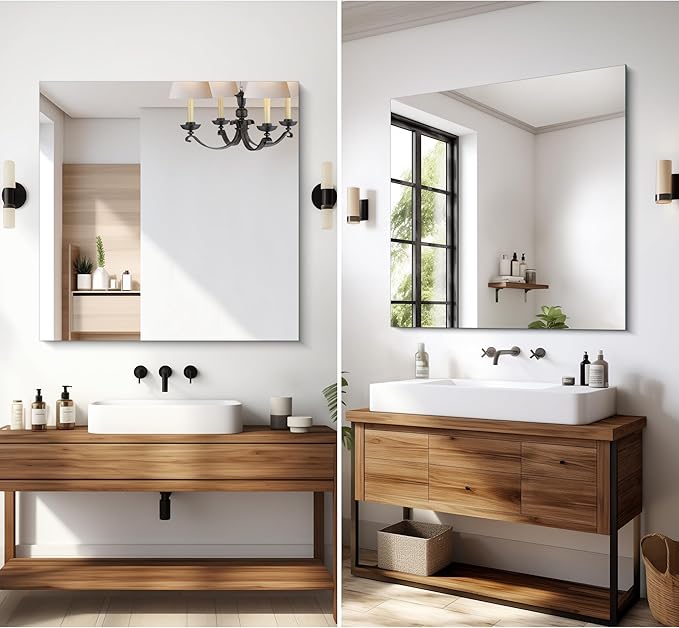 CILIBER Frameless Wall Mirror, 36x36 inch Square Bathroom Mirrors - Image 5