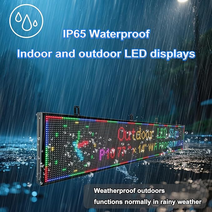 77”x14” Programmable LED Display Sign, P10 Outdoor Digital Scrolling Message - Image 5