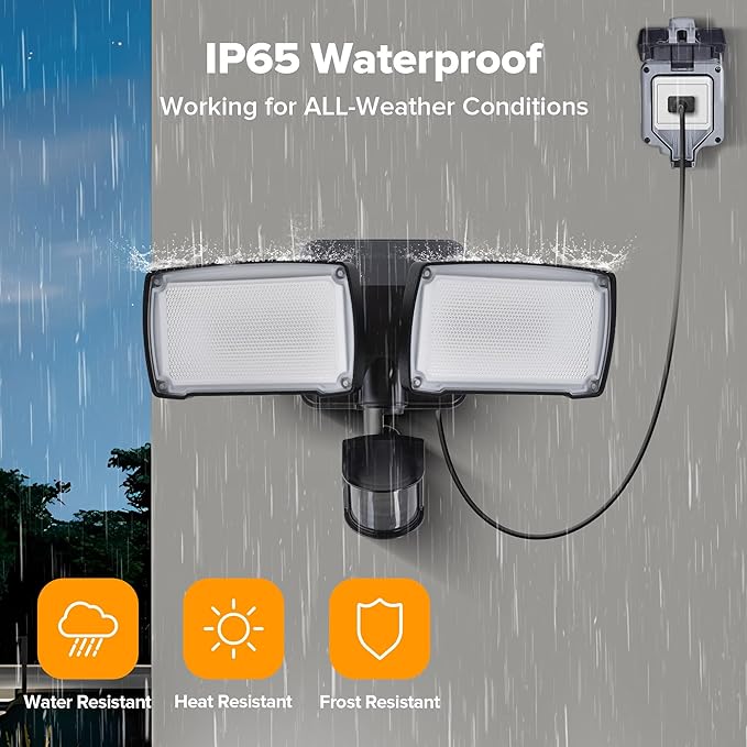 LUTEC 21W Plug in Motion Sensor Light Outdoor, Flood Lights Outdoor Motion - Image 4