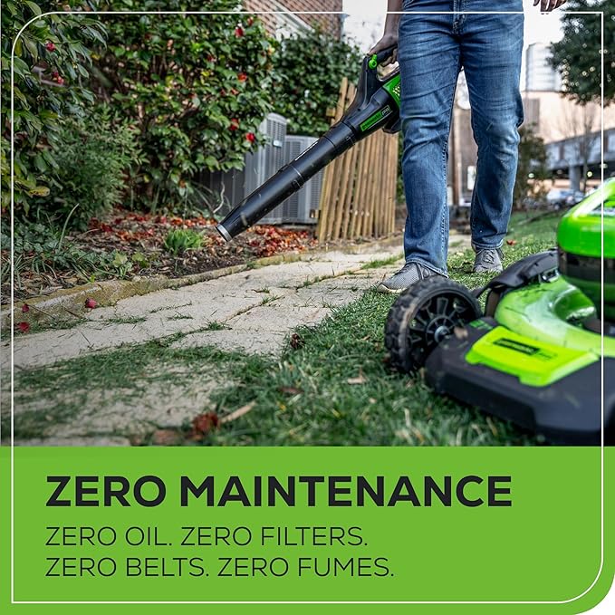 Greenworks 60V 450 CFM Cordless Leaf Blower, 2.0 Ah Battery and Rapid Charger - Image 7
