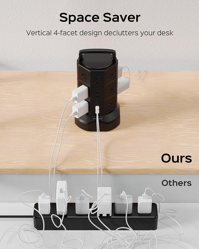 Power Strip Tower Surge Protector, JACKYLED 1625W 13A Outlet Surge Electric - Image 5