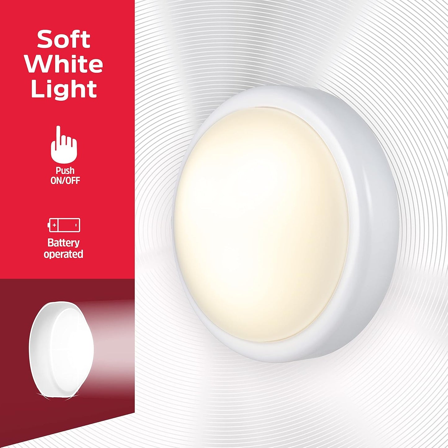 Energizer Battery Operated Lights LED Tap Light Under Cabinet Lighting for Kitchen Closet Pantry Garage, AA Batteries Required, Nightlight for Bedroom, 4 Pack, 48958
