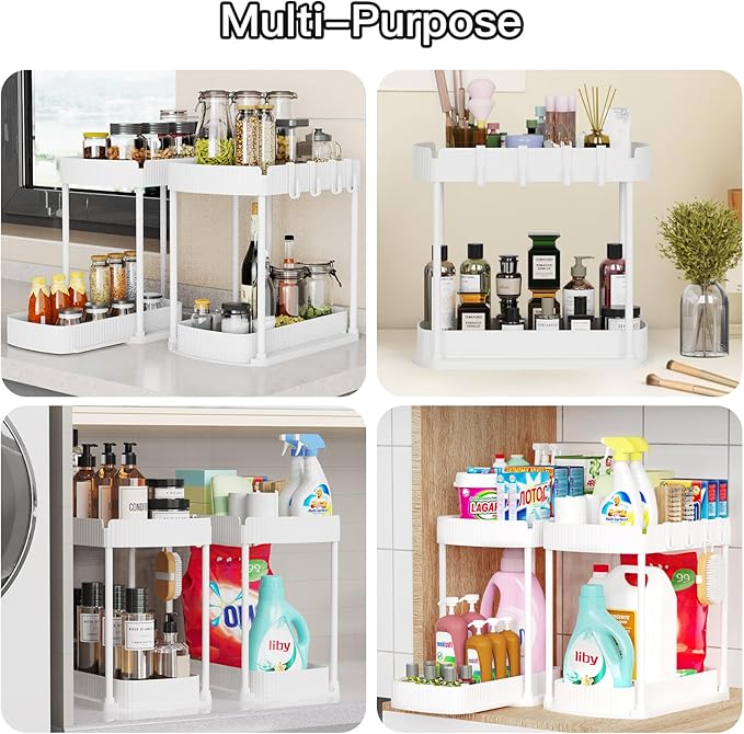 Ukeetap 2 Pack Multi-Purpose Pull-Out Storage Organizers, Under Sink & Cabinet - Image 6