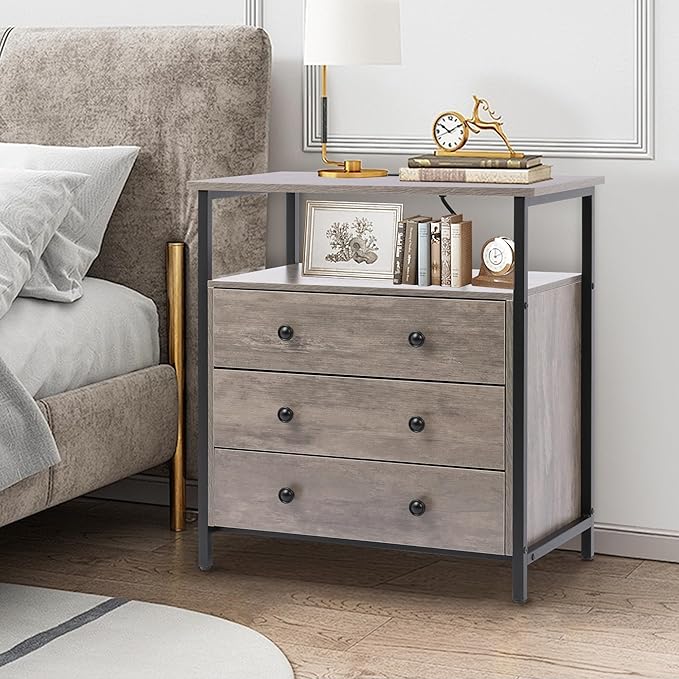 Edbuosy 3 Wooden Drawers Night Stand, 27 Inch Wide Nightstand - Image 6