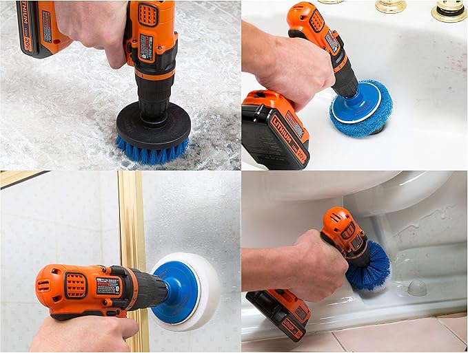 RevoClean 4 Piece Scrub Brush Power Drill Attachments-All Purpose Time Saving - Image 4