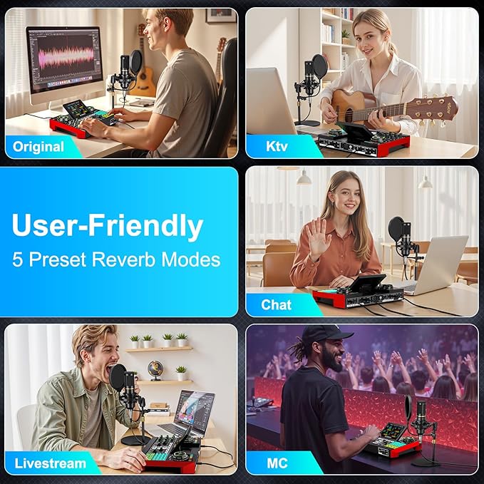 Podcast Microphone Bundle with Live Sound Card Audio Mixer, Podcast Equipment - Image 4