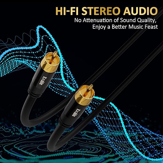 Subwoofer Cable RCA to RCA Audio Cable 30FT, Digital Coaxial Audio Cable - Image 4