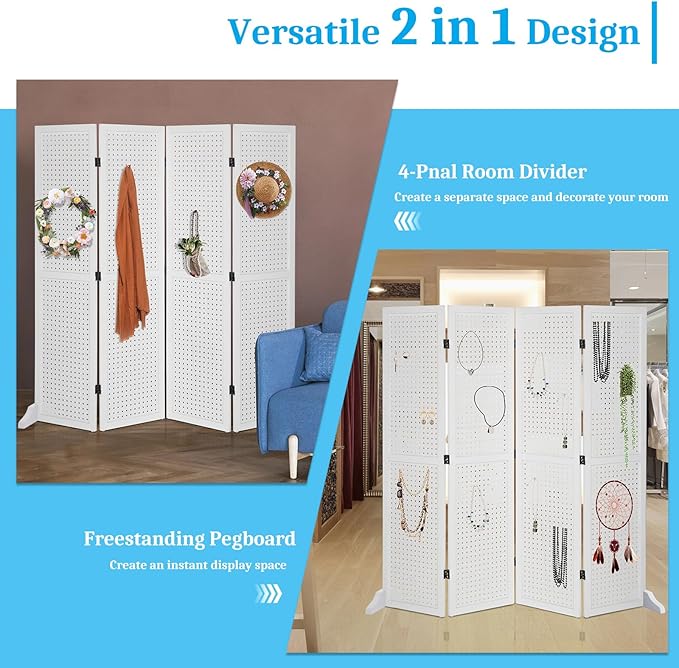 Bonnlo 4 Panel Pegboard Freestanding, 5 FT Portable Display Board Organizer - Image 6