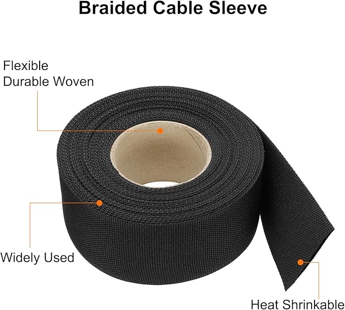 MECCANIXITY Braided Cable Sleeves Heat Shrinkable Fabric Sleeving, 1 3/8" 33ft - Image 4
