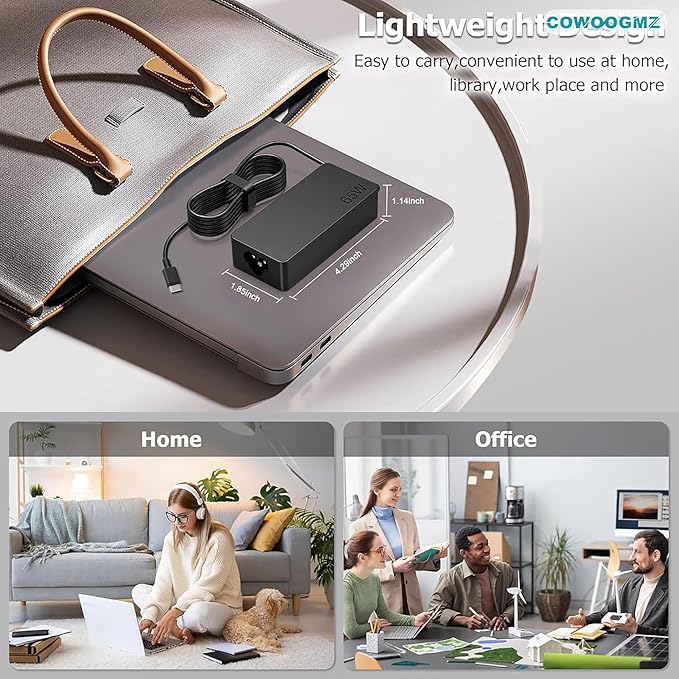 COWOOGMZ 65W USB C Laptop Charger Compatible - Image 6