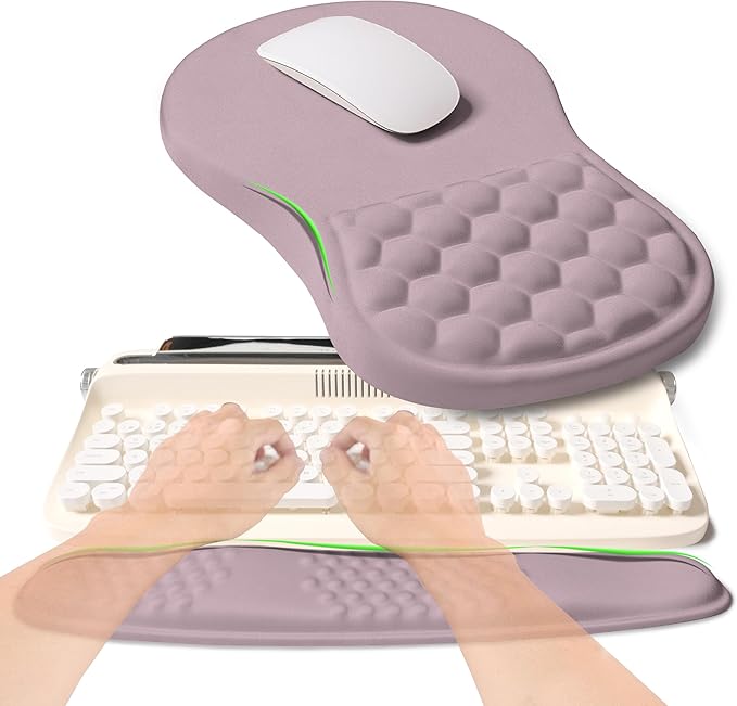 KUOSGM 2-in-1 Ergonomic Set, Wave Rise Keyboard Wrist Rest and Massage Bulge by KUOSGM
