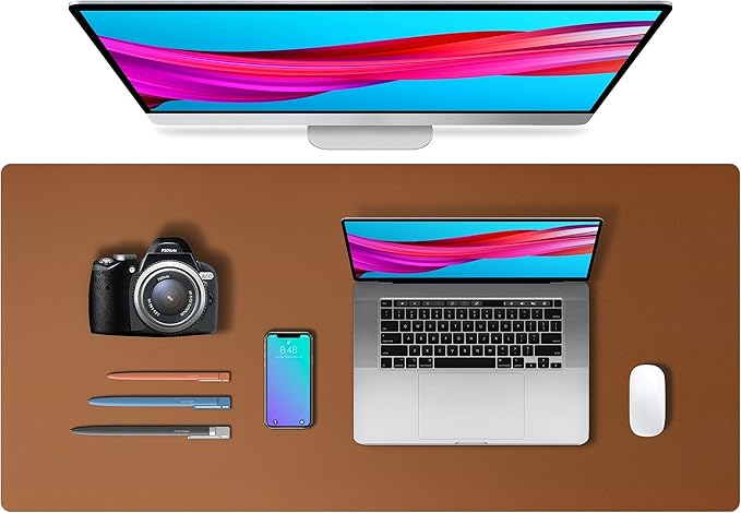 Aothia Leather Desk Pad Protector, Mouse Pad, Office Desk Mat, Non-Slip PU by AothiaSimpleNaturalUnique