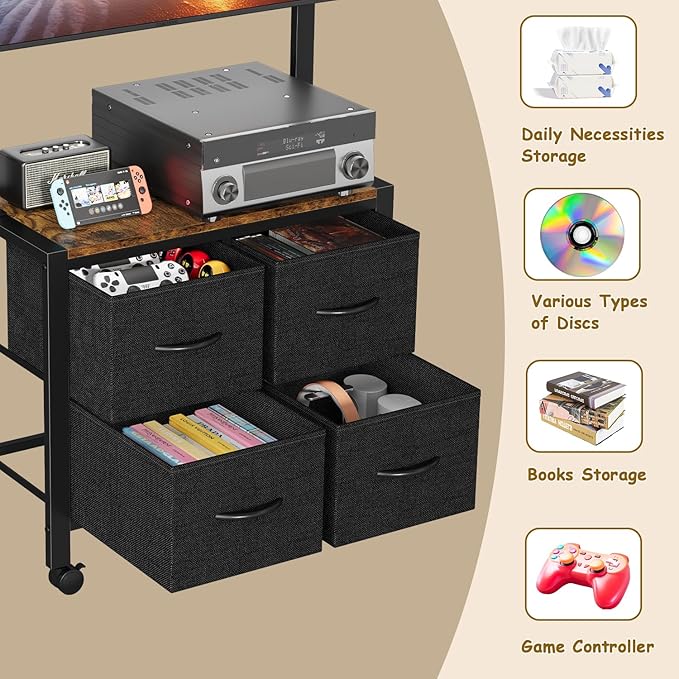 JKsmart Mobile TV Cart Rolling TV Stand Holder - Image 7