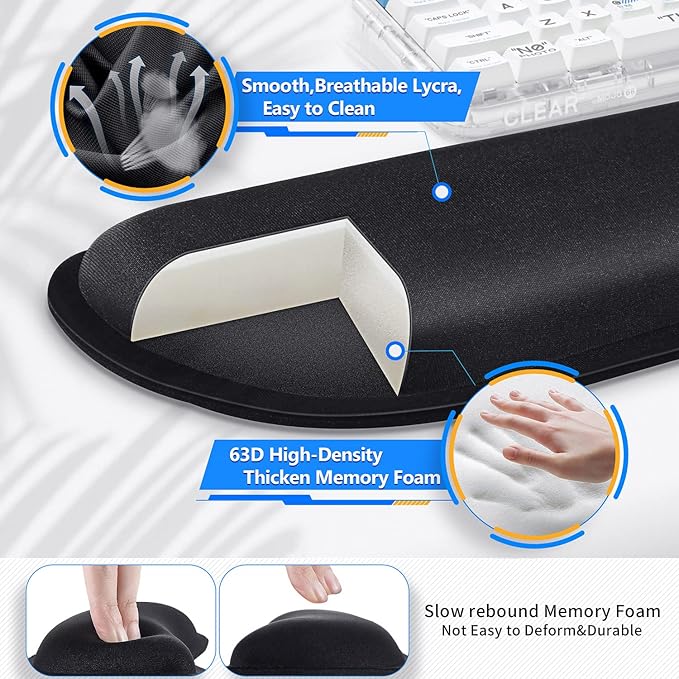 Gimars 3Pcs Memory Foam Keyboard Wrist Rest, Mouse Pad Wrist Support - Image 2