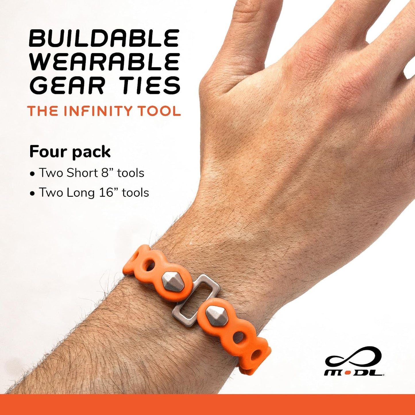 Infinity Tool™ Modular Gear Straps (4-Pack) for Camping, Travel & EDC | Hundreds of modular ways to organize, secure, bundle, hang & carry gear
