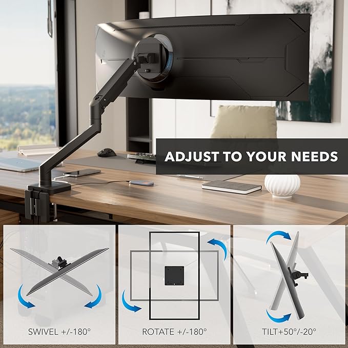 Mount-It! Proflex Series Heavy-Duty Monitor Desk Mount, Fits 17–49” Ultrawide - Image 7