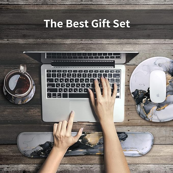 iCasso Desk Mat, Gaming Mouse Pad Wrist Support Set, 4in1 XXL Large Mousepad + - Image 7