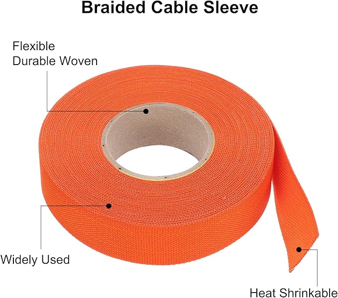 MECCANIXITY Braided Cable Sleeves Heat Shrinkable Fabric Sleeving, 7/8" 40ft - Image 4