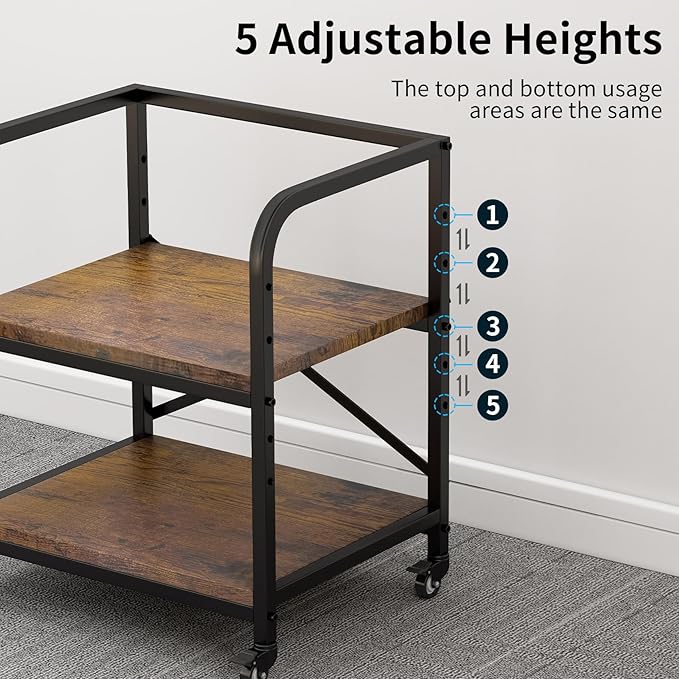 Vokumba 2 Tier Under Desk Printer Stand, Large Printer Table - Image 3