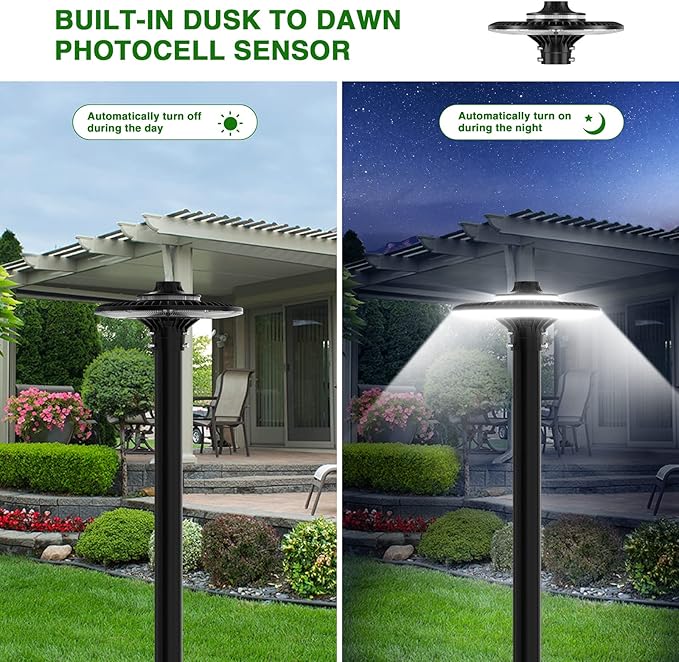 150W LED Post Top Light with Photocell, 21000 lumens 5000K Circular Area Pole - Image 2