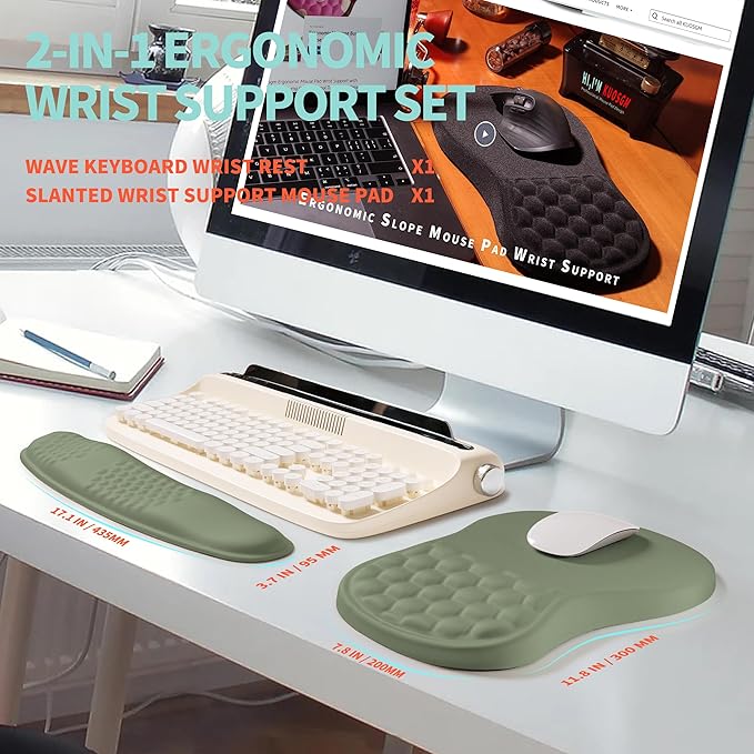 KUOSGM 2-in-1 Ergonomic Set, Wave Rise Keyboard Wrist Rest and Massage Bulge - Image 5