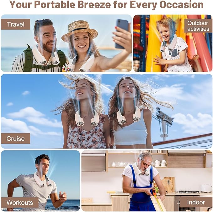 AI Portable Neck Fan with 6 Powerful Speeds, 8000mAh Battery Operated USB-C - Image 8