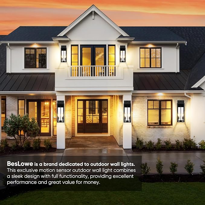 2-Pack Upgraded Motion Sensor Outdoor Wall Lights, 18” Large Dusk to Dawn Porch - Image 7