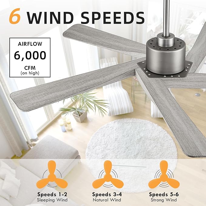 WINGBO 54" ABS DC Ceiling Fan No Light, 5 Blade Wood Grain ABS Ceiling Fan - Image 7