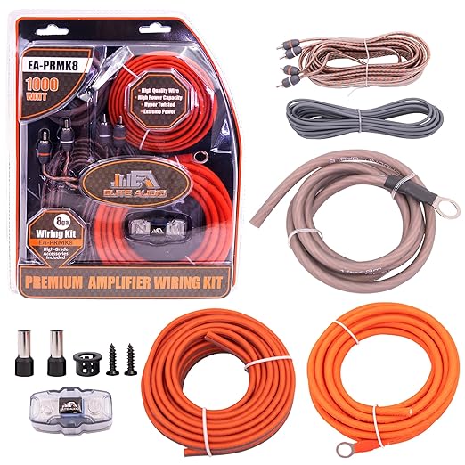 Elite Audio Premium 8 Gauge CCA Amplifier Installation Wiring Amp Kit, 1000 by EliteAudio