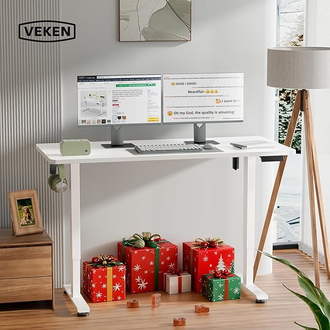 Veken 55 Inch Large Electric Standing Desk, Sit to Stand Up, Heights Adjustable - Image 2