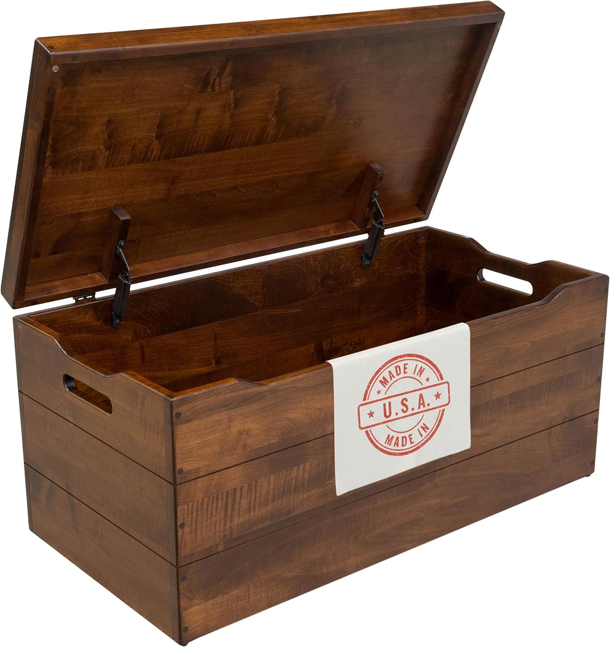 amish made wooden storage chest trunk box with, main product view