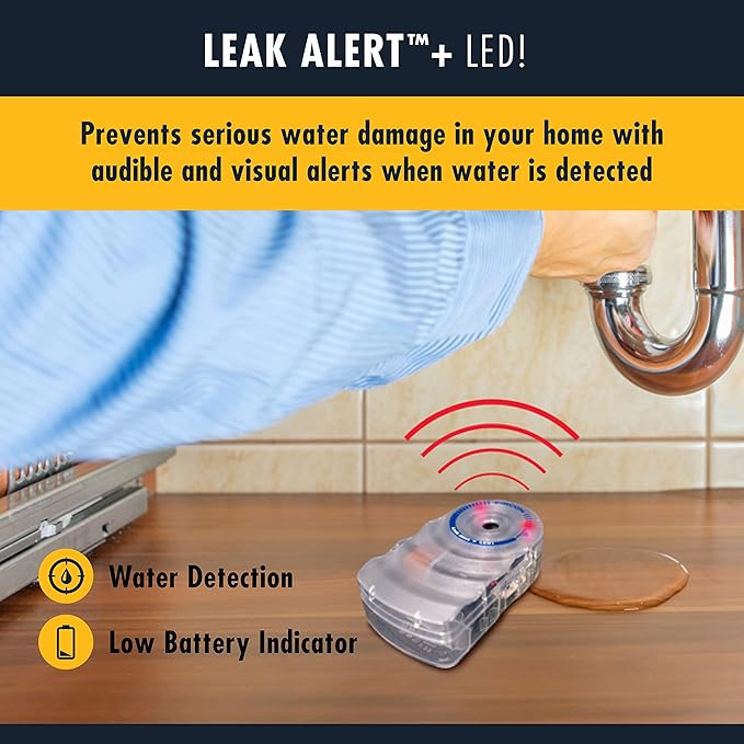 Zircon Leak Alert + LED! Water Leak Detector & Flood Sensor Alarm/Water Leak - Image 2
