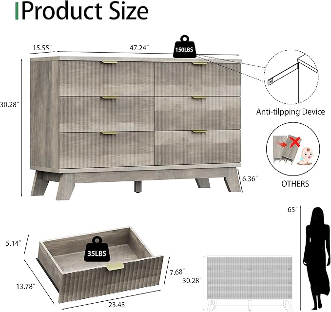 Xixini Fluted Dresser for Bedroom - Image 2