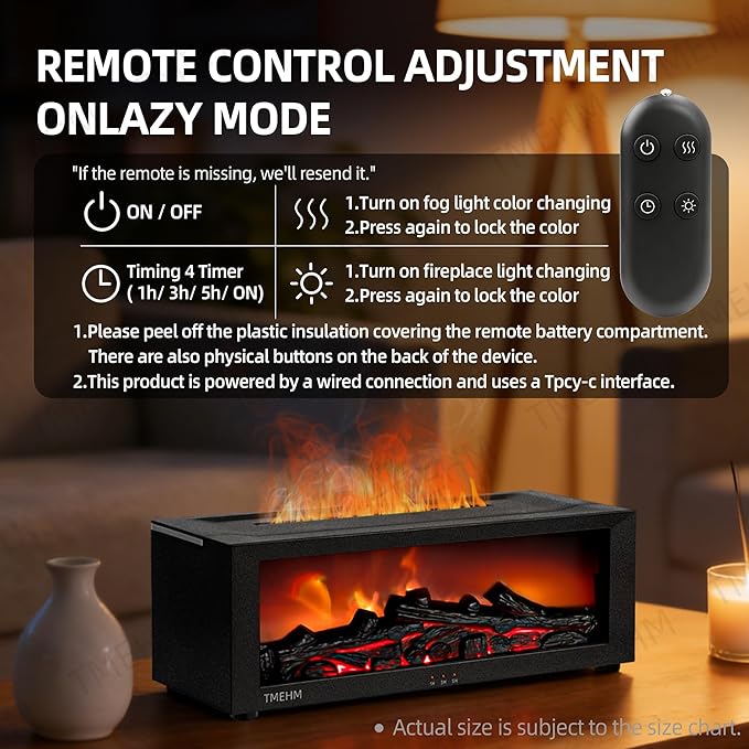 Fireplace Flame Air Diffuser Humidifier, 7 Colors Aromatherapy Essential Oil - Image 6