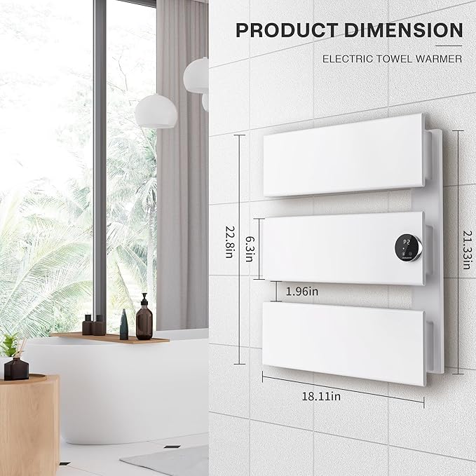 K&KALONZO Electric Towel Warmer, 18.35" W x 22.8" H Wall-Mounted Towel Heater - Image 7