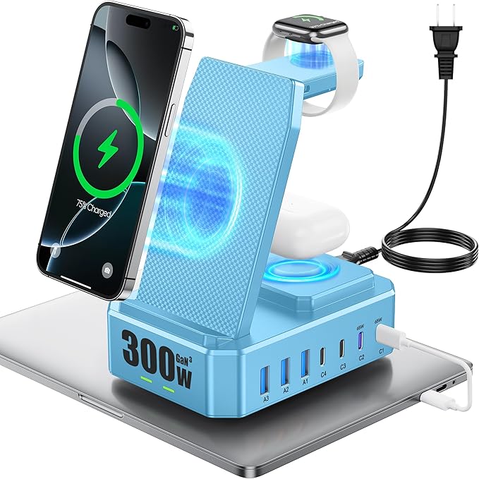 300W Charging Station for Multiple Devices Apple, Zutspzss 10 in 1 Wireless by Zutspzss