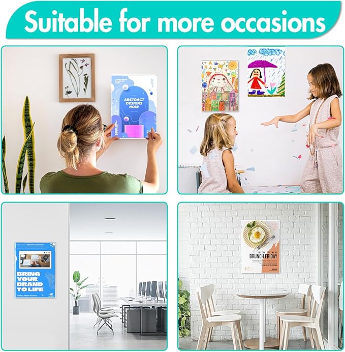 Aheroi 30Pcs Acrylic Sign Holder 8.5 x 11, No Drilling Acrylic Wall Frame Paper - Image 6