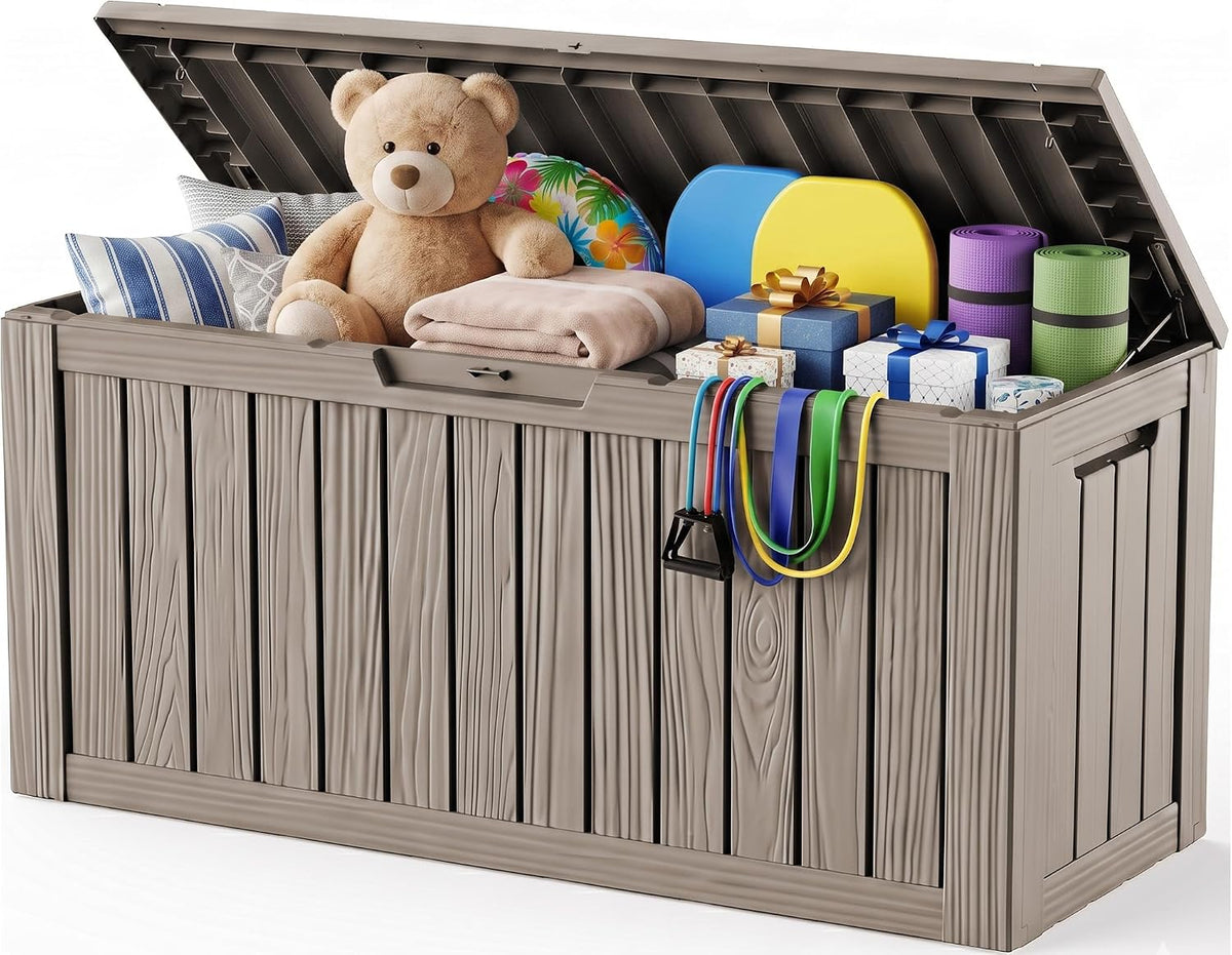 outdoor storage box,140 gallon waterproof resin deck box, main product view
