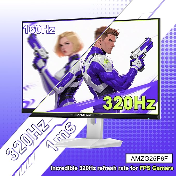 Amzfast 25 Inch White Gaming Monitor 320Hz/300Hz/240Hz, FHD 1080P 1ms Fast IPS - Image 3