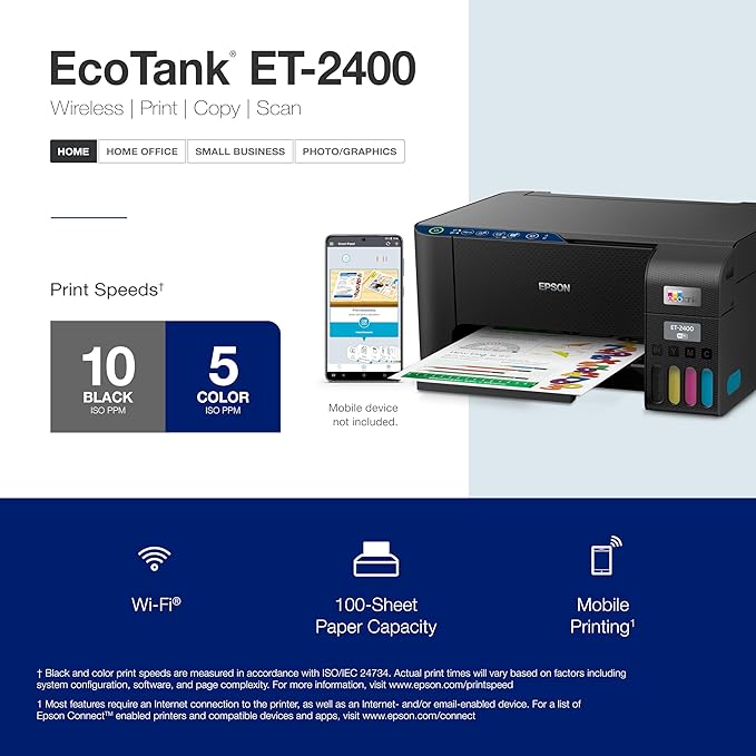 Epson EcoTank ET-2400 Wireless Color All-in-One Cartridge-Free Supertank Printer - Image 4