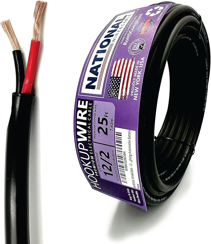 NATIONAL Wire & Cable – 12 AWG 2-Conductor Premium Copper Wire, 25 ft, Stranded by NATIONALWireCable
