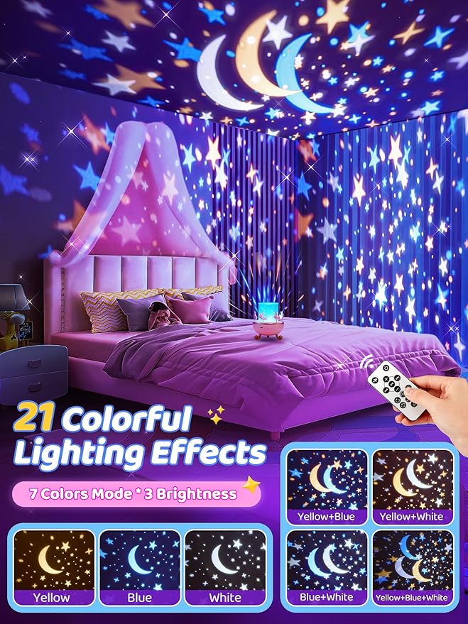 Carousel Night Light for Kids, 15 Music+15 Films+315 Colors Star Projector for - Image 5