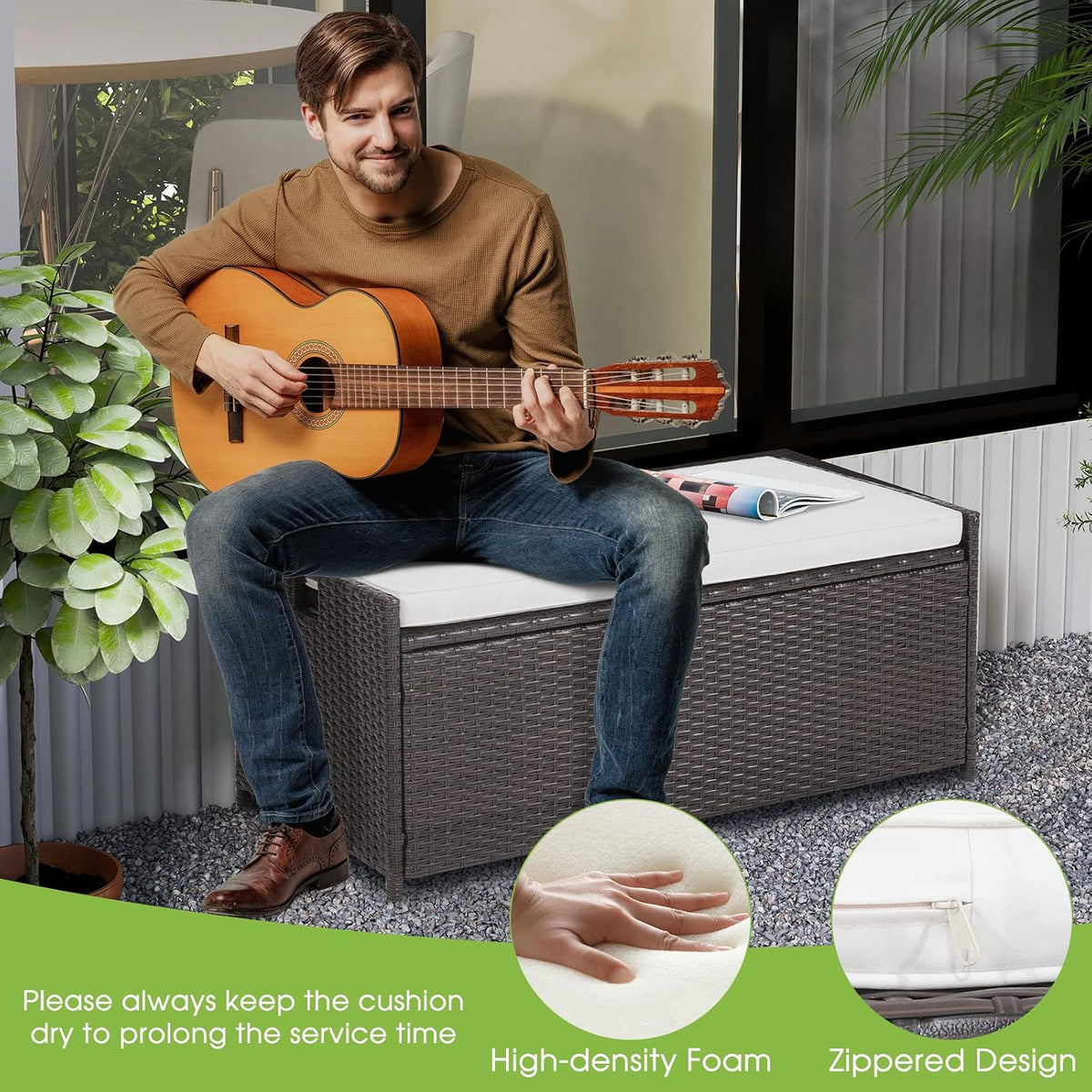 tangkula 34 gallon outdoor storage bench with seat on a desk or shelf