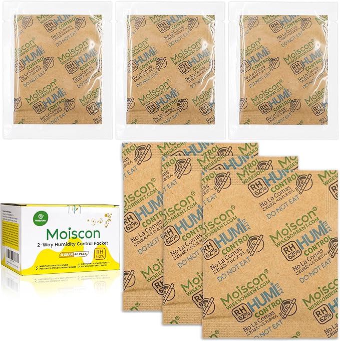 Wisesorb 45 Pack 62% RH 8 Gram Two-Way Humidity Control Packs by Wisesorb