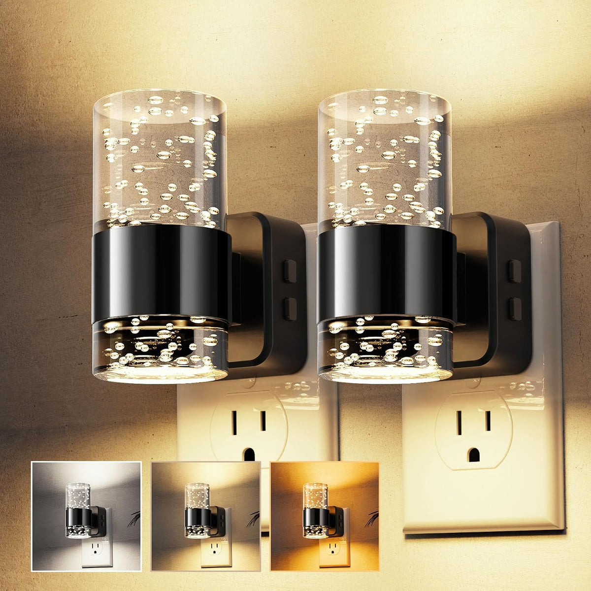 L LOHAS LED Night Lights Plug into Wall 2 Pack, Dimmable Night Light