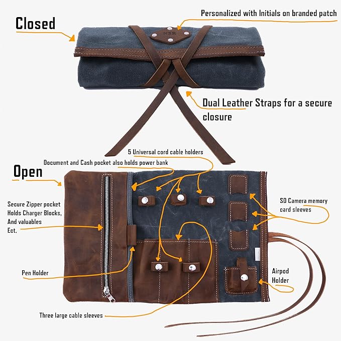 Tech Roll Organizer, Travel Tech Organizer, Cord Organizer, Jewelry Case - Image 3